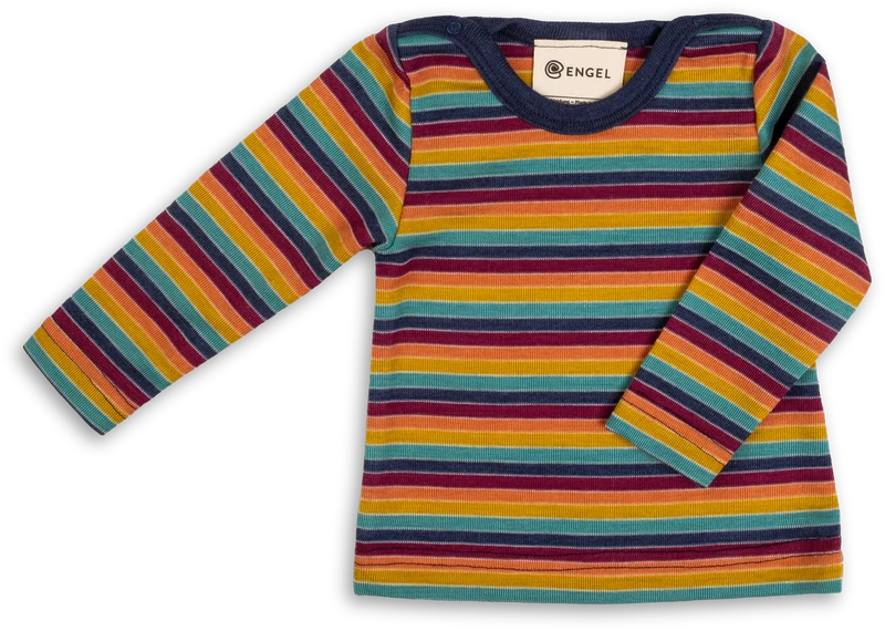 Engel Natur - Wol/Zijde Baby Shirt Lange Mouw met Drukknopen - Multicolour