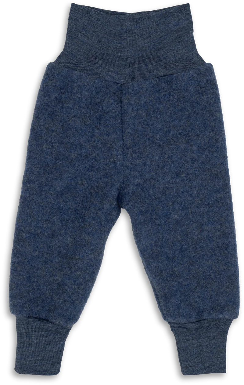 Engel Natur - Wol/Zijde Baby Broekje met Navelbandje - Blauw Mélange