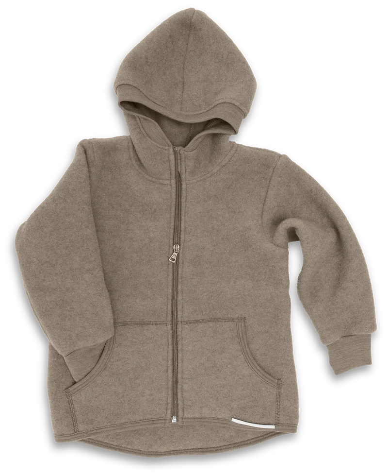 Engel Natur - Wol Kinder Capuchonvest - Walnoot Mélange