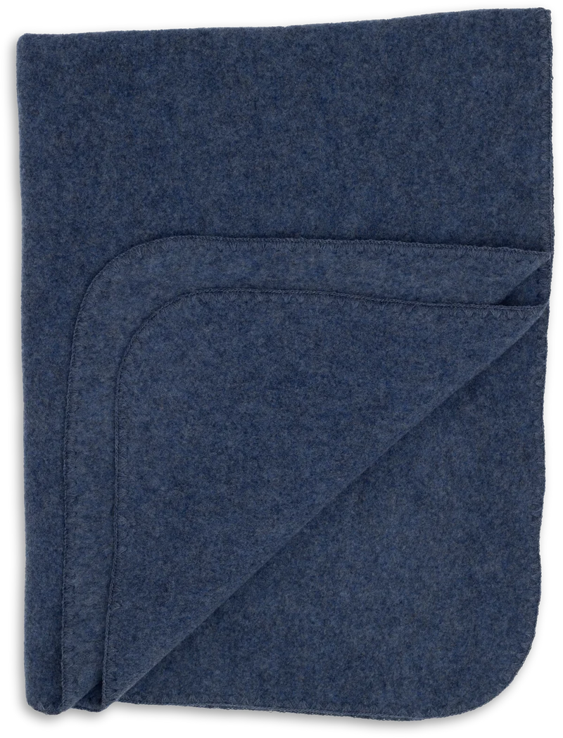 Engel Natur - Wol Baby Dekentje, met Schelpenrand - Blauw Mélange