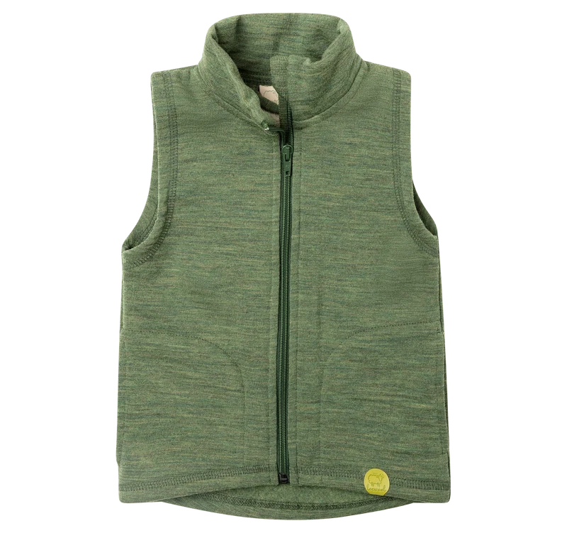 Engel Natur - Wol Kinder Bodywarmer met Rits - Tijm Mélange