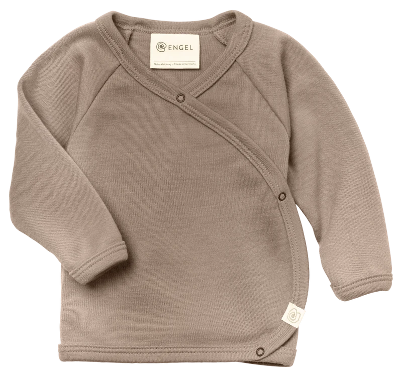Engel Natur - Wol/Zijde Baby Overslag Shirt - Zand