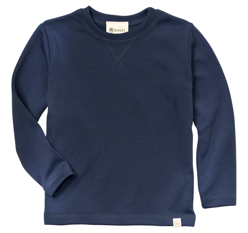 Engel Natur - Wol/Zijde Kinder Sweatshirt, Lange Mouw - Marine