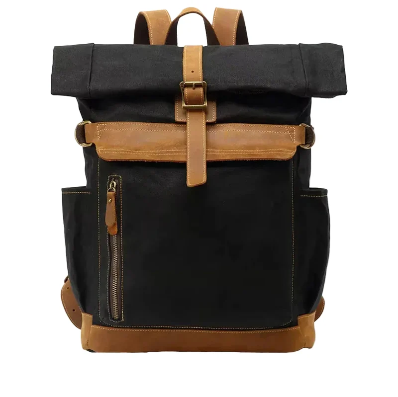 Heren Rugzak Roll Top Vintage Stijl