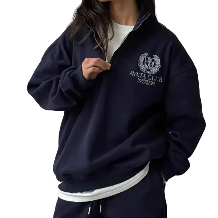 Dames Oversized Sweatshirt met Halve Rits