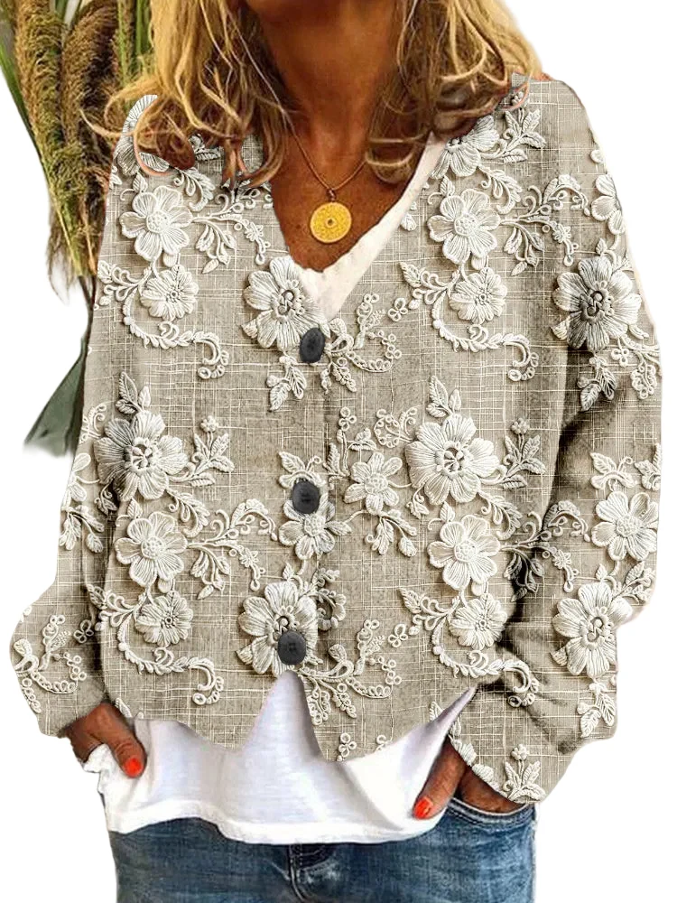 Dames Vest Bloemenprint Casual