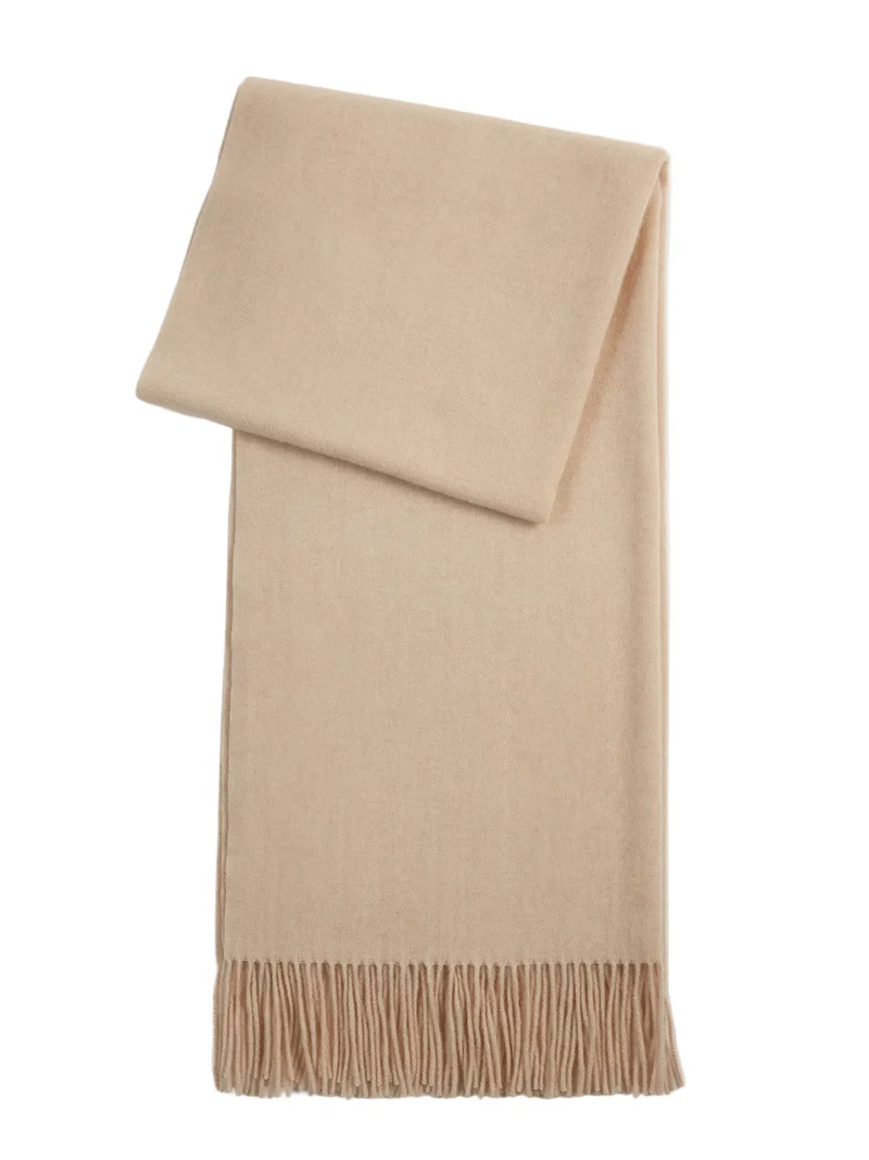 Natural Color Cashmere Oversized Woven Scarf