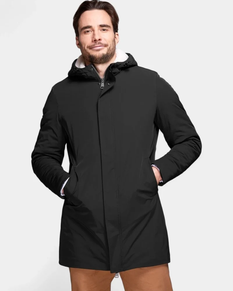 Lange parka met sherpavoering om te personaliseren