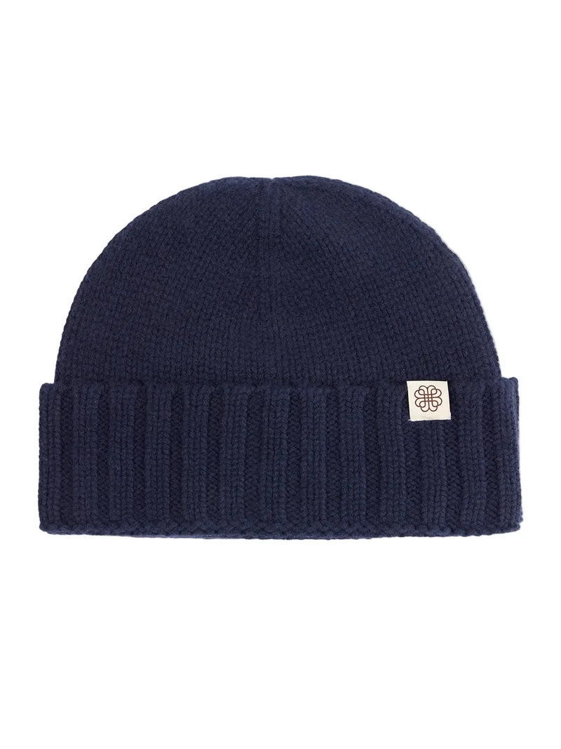Cashmere Chunky Rib-Knit Cuffed Beanie