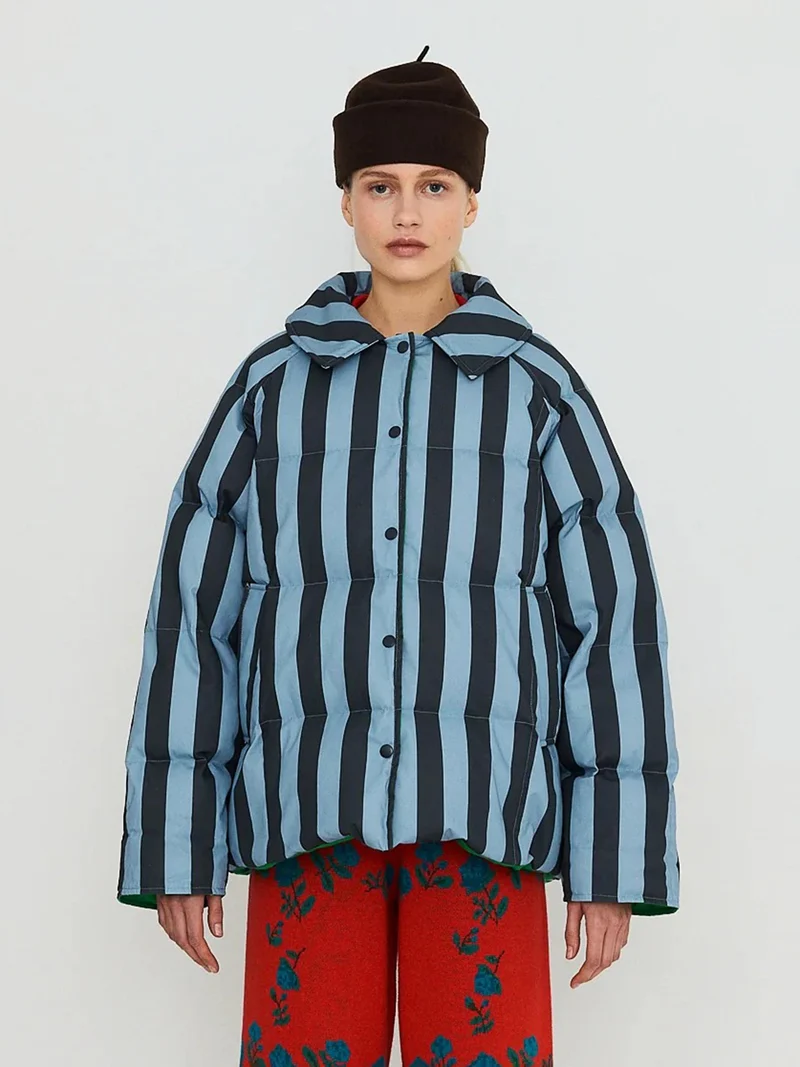 Gestreepte puffer jacket