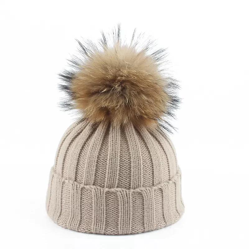 Dames Gebreide Wintermuts met Pompons