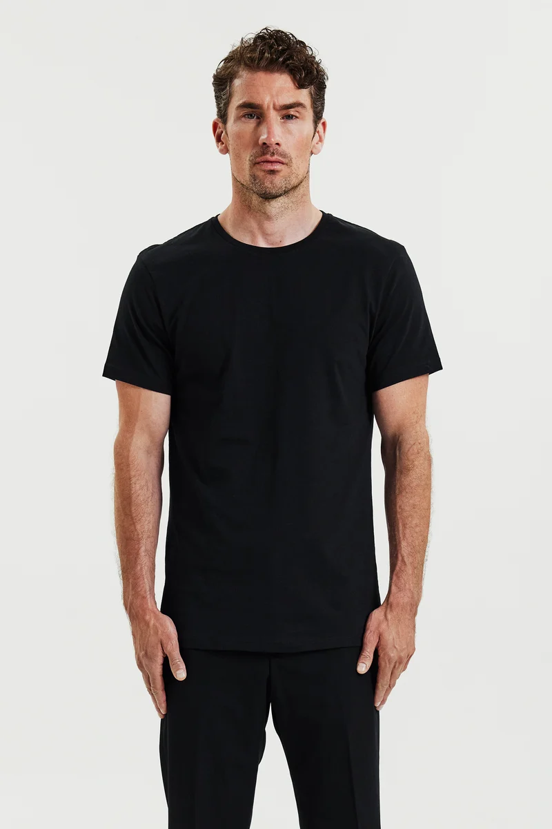Crew-Neck Lightweigth Cotton 2-Pack Black