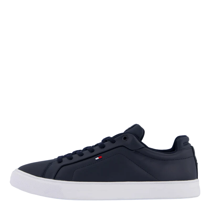 Flag Embroidery Leather Court Trainers Blue