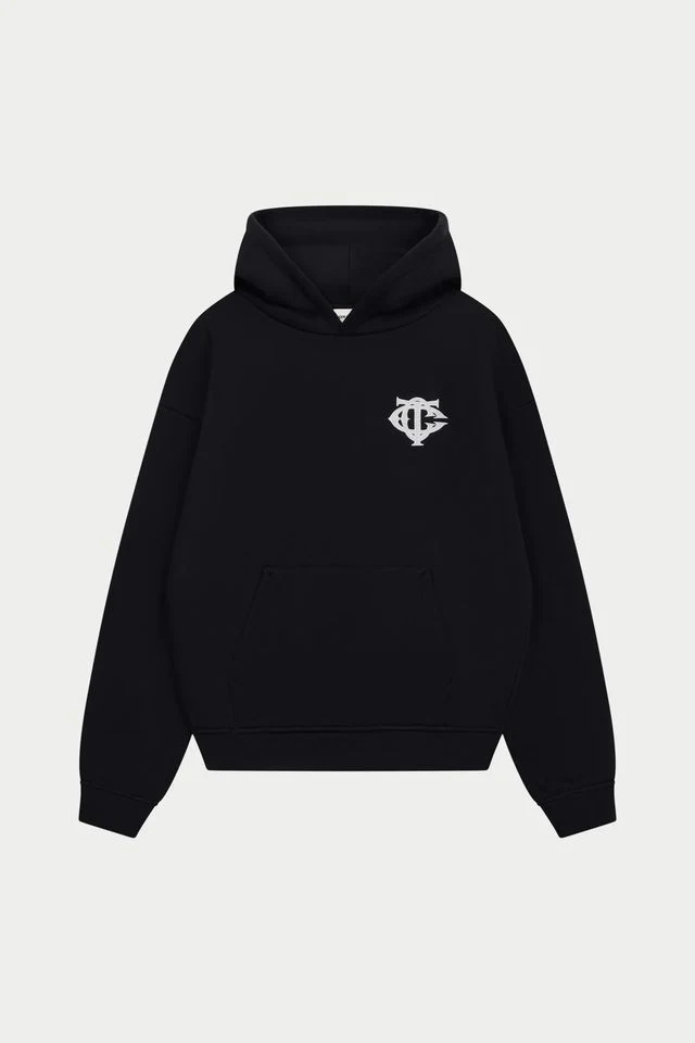 THE COUTURE CLUB SWEATER HEAVYWEIGHT MONOGRAM APPLIQUE HOODIE ZWART