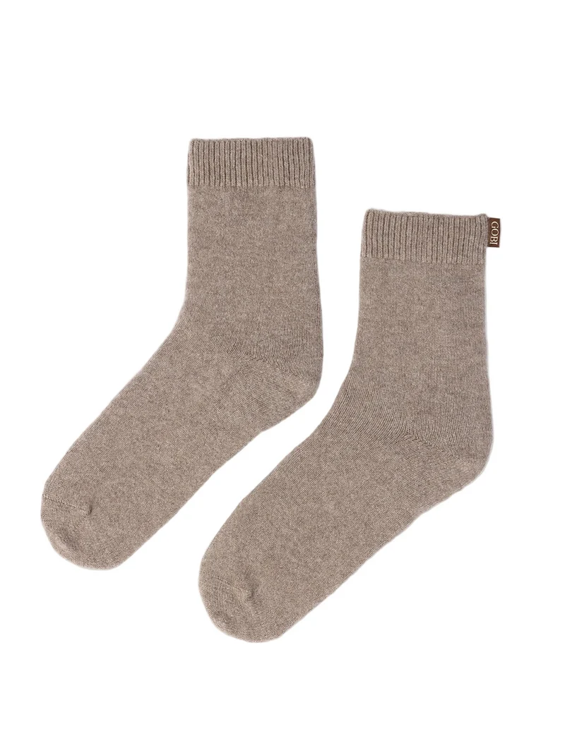 Natural Color Cashmere Unisex Rib Knit Bed Socks