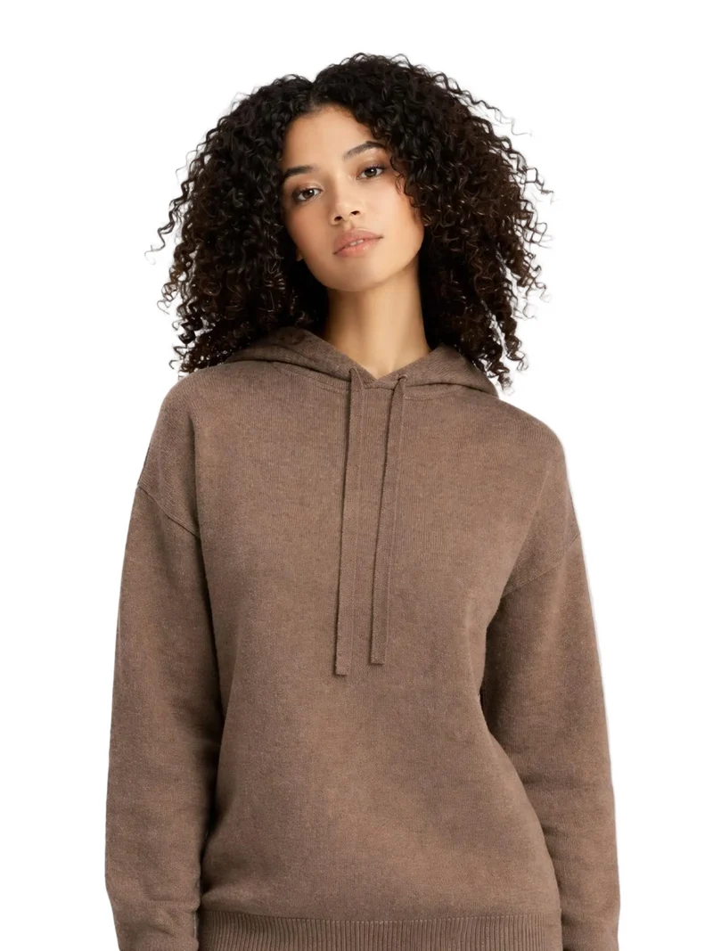 Natural Color Cashmere Pullover Hoodie