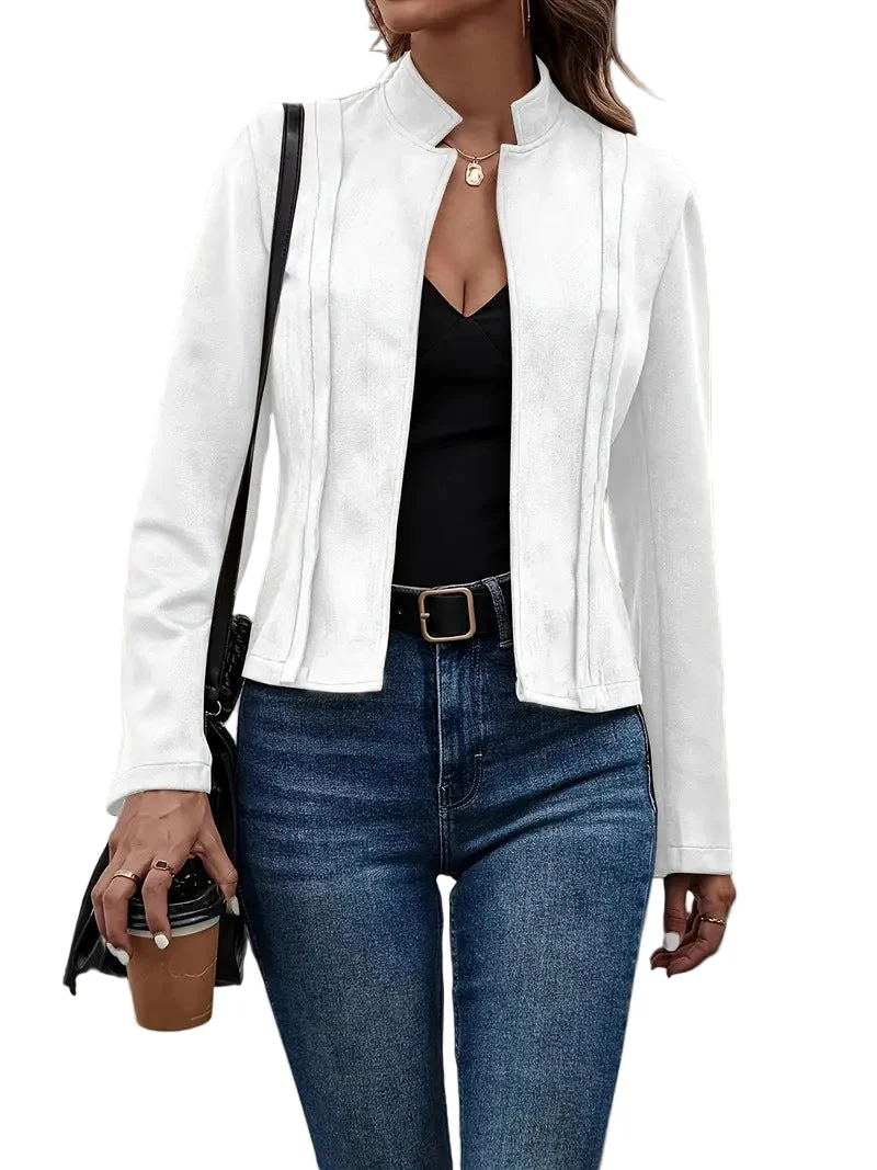 Dames Jas Slim-Fit met Opstaande Kraag