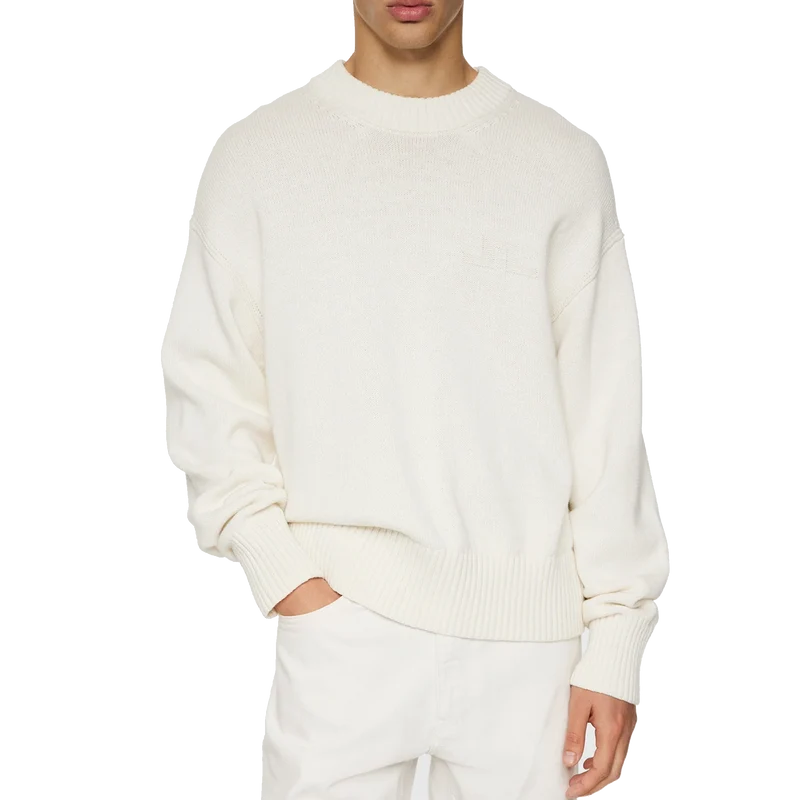 Eddy Cotton Wool Crew Neck White