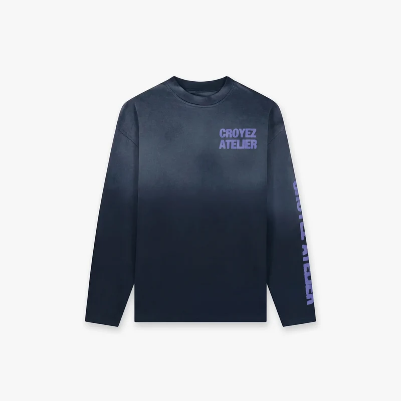 CROYEZ T-SHIRT SPRAYED ATELIER LONGSLEEVES ZWART