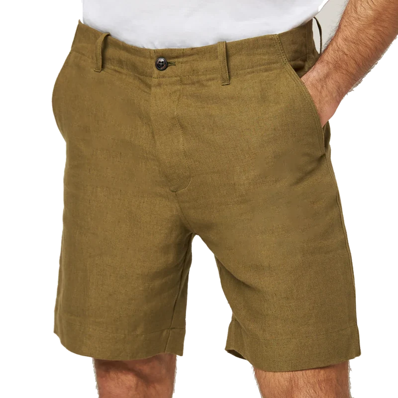 Grange Linen Shorts Moss