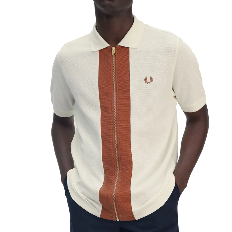 Zip Polo Shirt Light Ecru