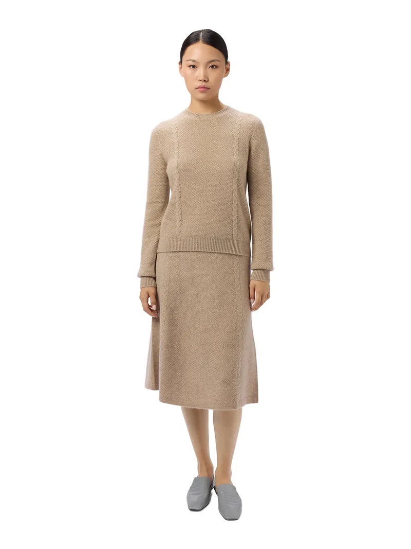 Natural Color A-Line Cashmere Knitted Skirt