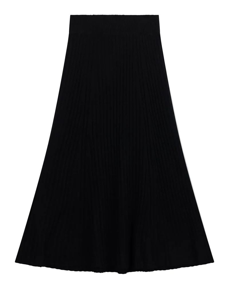 Calf-Length Cashmere Skirt