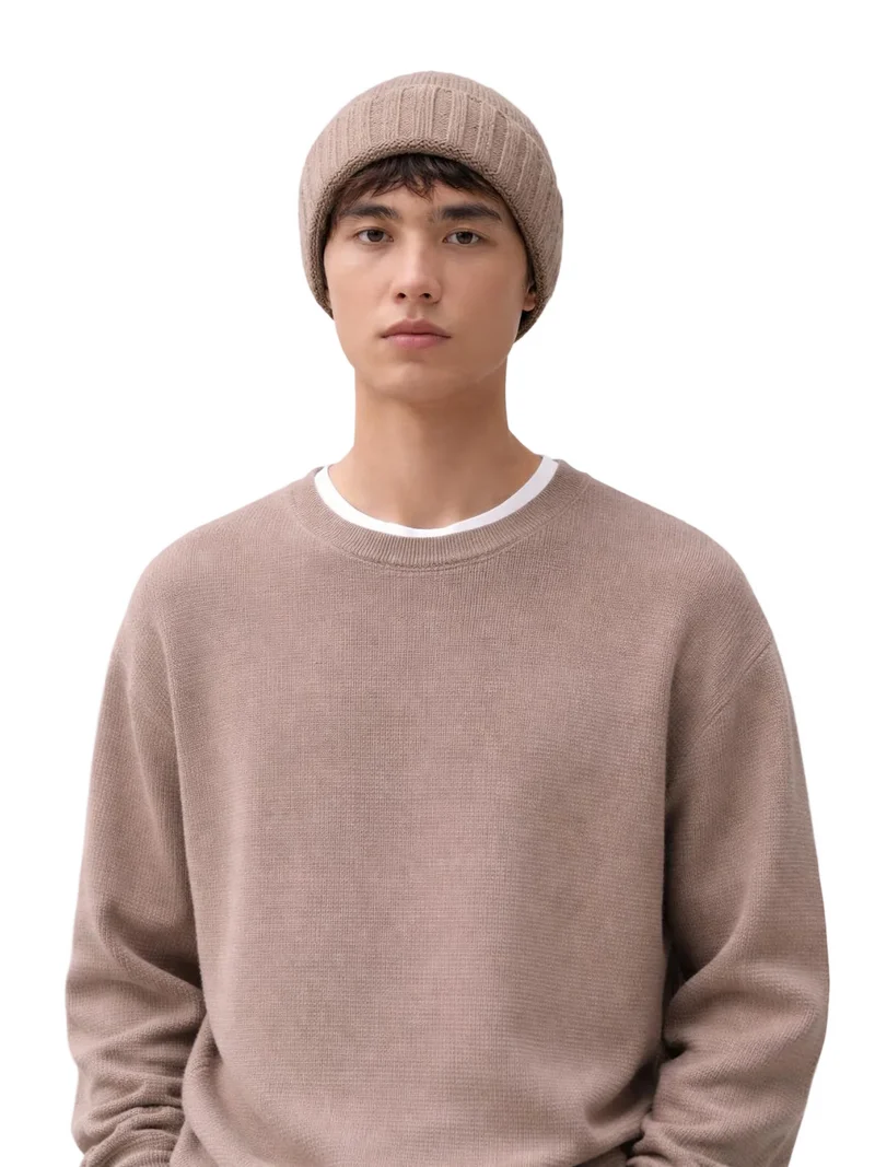Cashmere Chunky Rib-Knit Cuffed Beanie