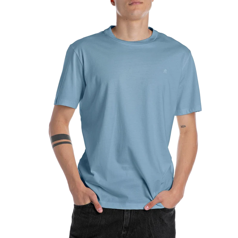 Replay Basic Logo Tee Grigio Medio