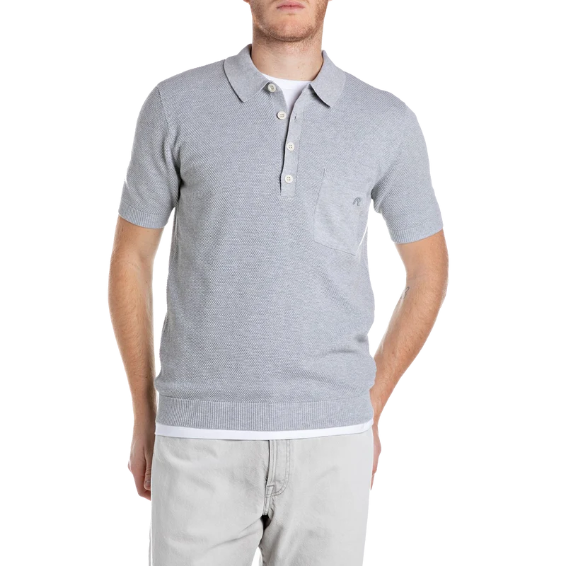 Knitted Polo Shirt Grey Melange
