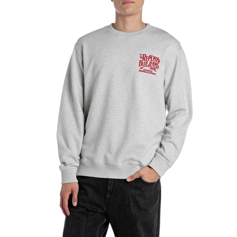 French Terry Crew Neck Sweatsh Light Grey Melange