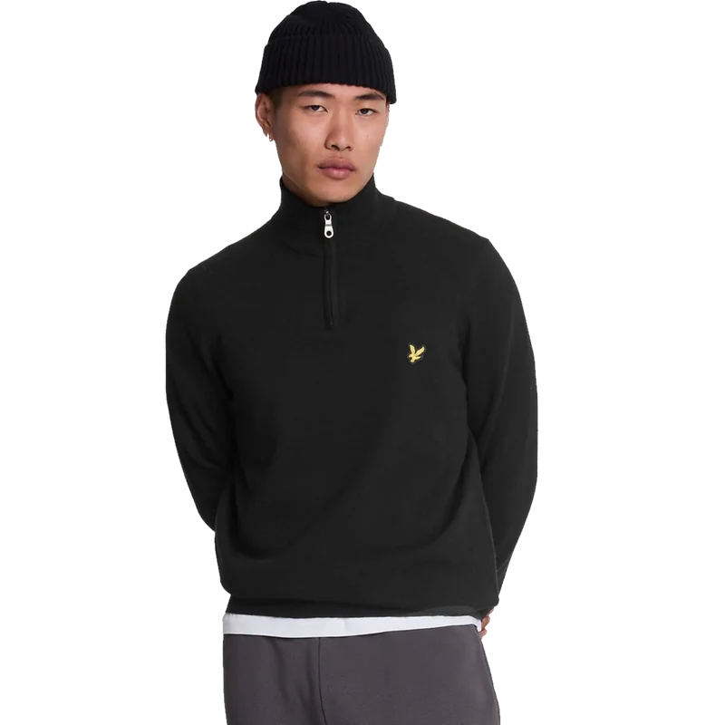 Cotton Merino Quarter Zip Jump Z865 Jet Black