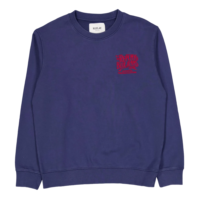 French Terry Crew Neck Sweatsh Medium Blue