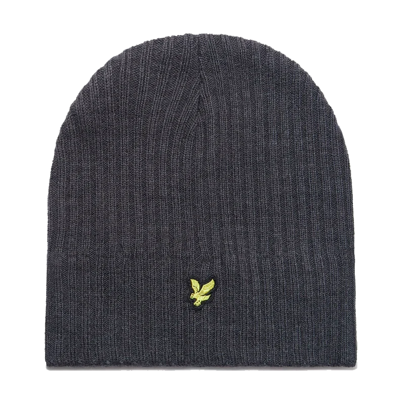 Knitted Ribbed Beanie T28 Mid Grey Marl