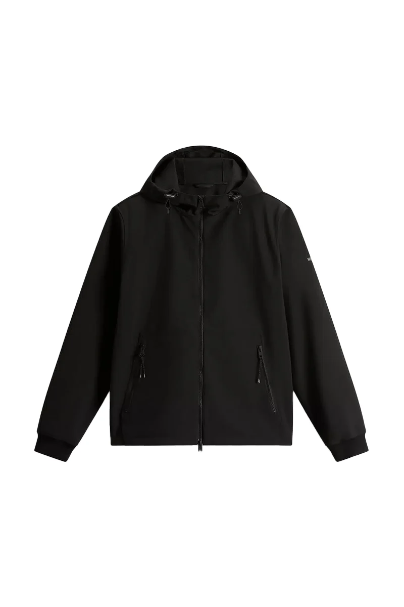 WOOLRICH JAS SOFT SHELL FULL ZIPP HOODIE ZWART