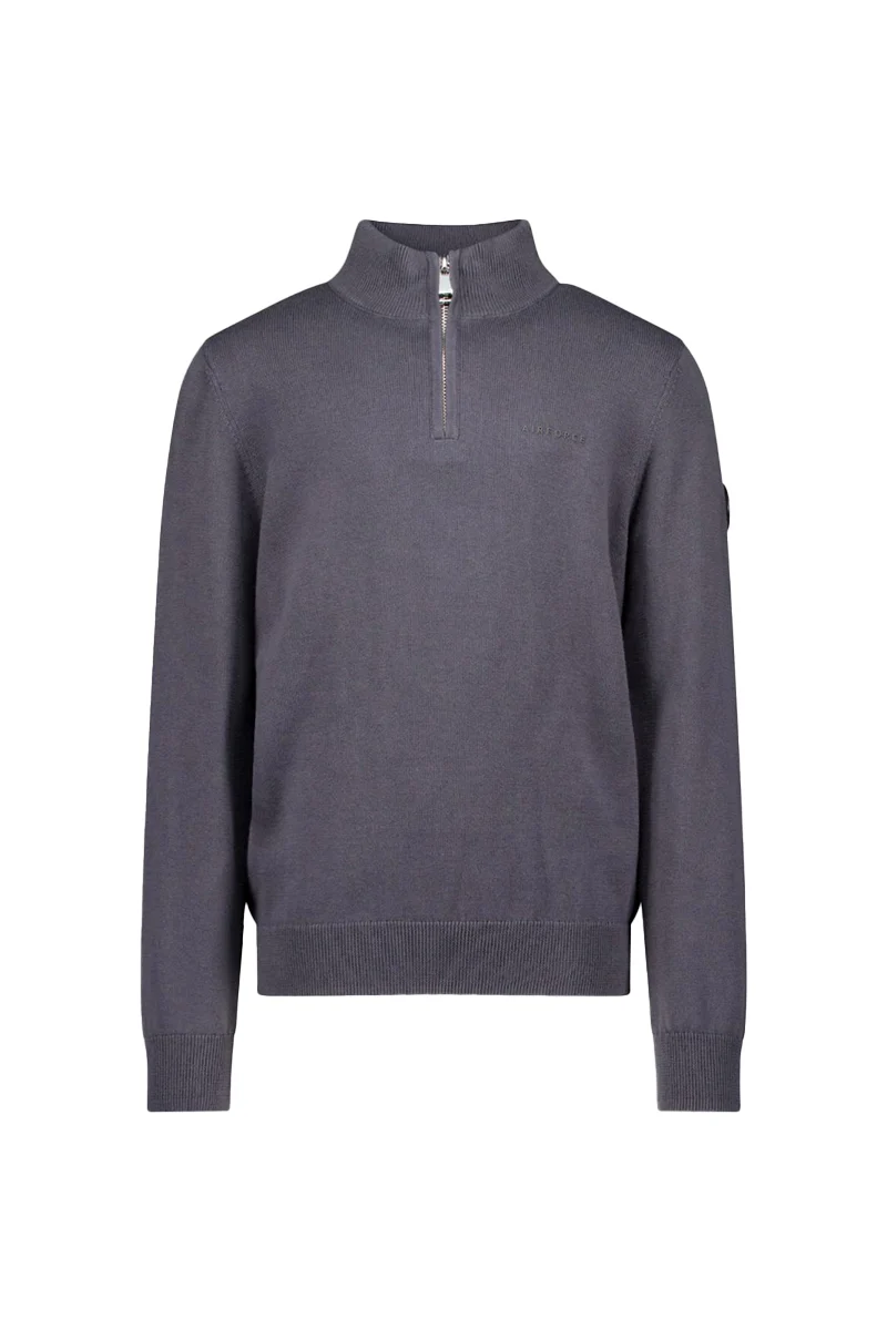 AIRFORCE TRUI KNITWEAR QUARTER ZIP D-GRIJS