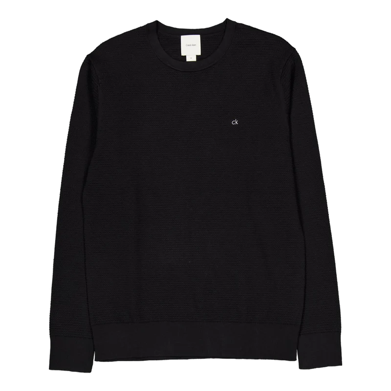 Waffle Texture Cn Sweater Black