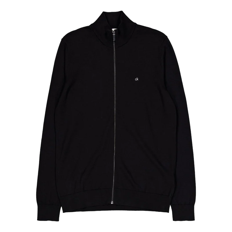 Cotton Silk Blend Zip Jacket Black
