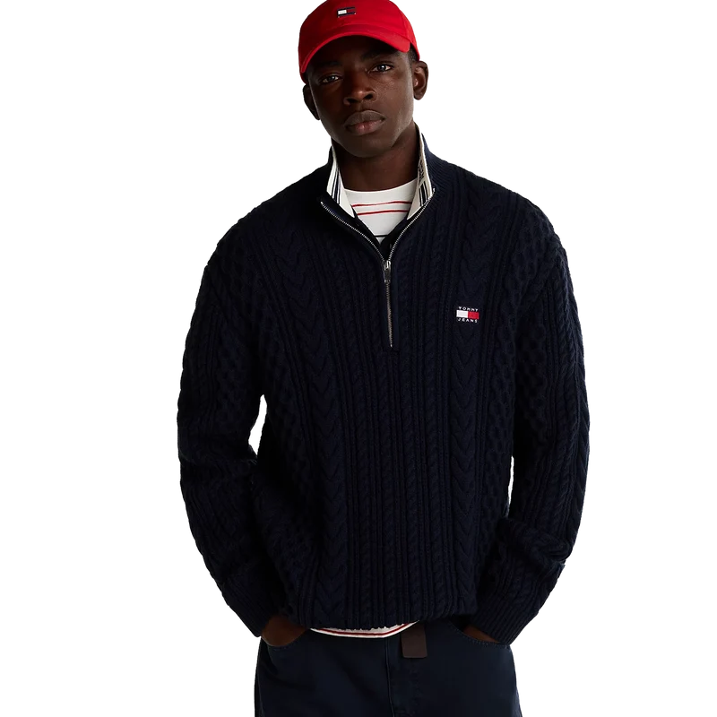 Tjm Reg Cable S Flag 1/4 Zip Dark Night Navy
