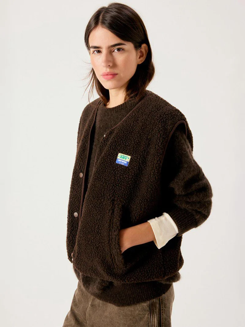 Donkerbruine teddy bodywarmer hoktown