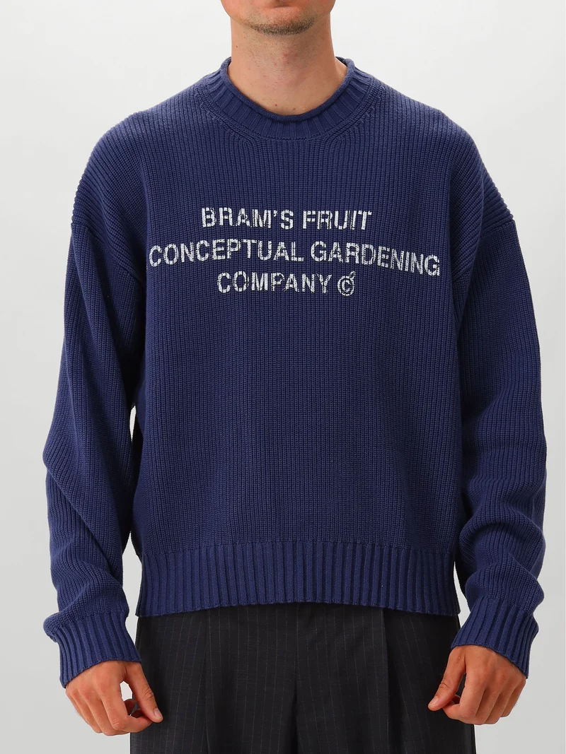 Bram´s Fruit Gebreide Trui Blauw Stamp Knit