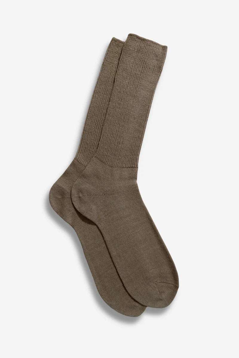 LONG RIBBED SOCKS BEIGE - BABY ALPACA