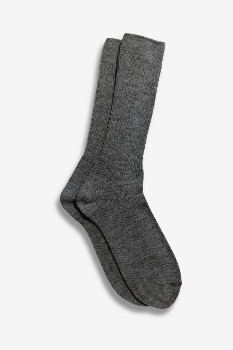 LONG RIBBED SOCKS GREY - BABY ALPACA