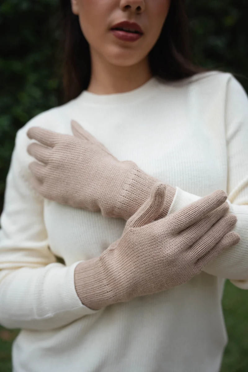 GLOVES BEIGE - 100% BABY ALPACA