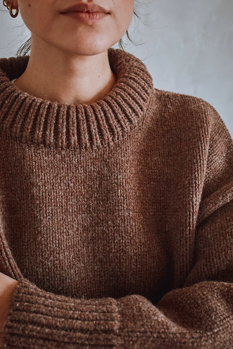 STEPHANIE Oversize Sweater in Merino Wool - Chocolate