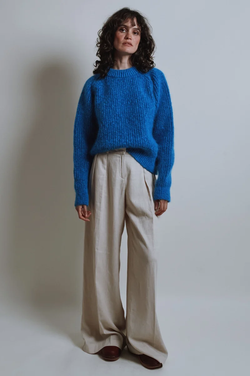 AGNÈS Raglan Sweater in Merino-Mohair Wool - Cobalt Blue