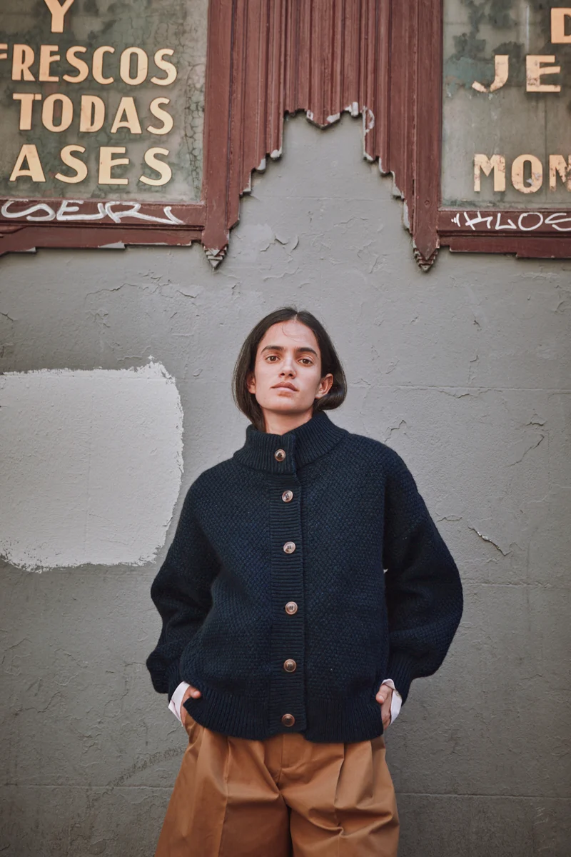 GEORGE High-Neck Jacket in Yak-Merino Wool - Midnight Blue