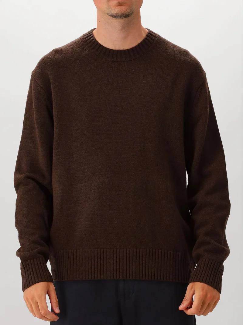 Olaf Gebreide Trui Bruin Essential Knitted Crewneck