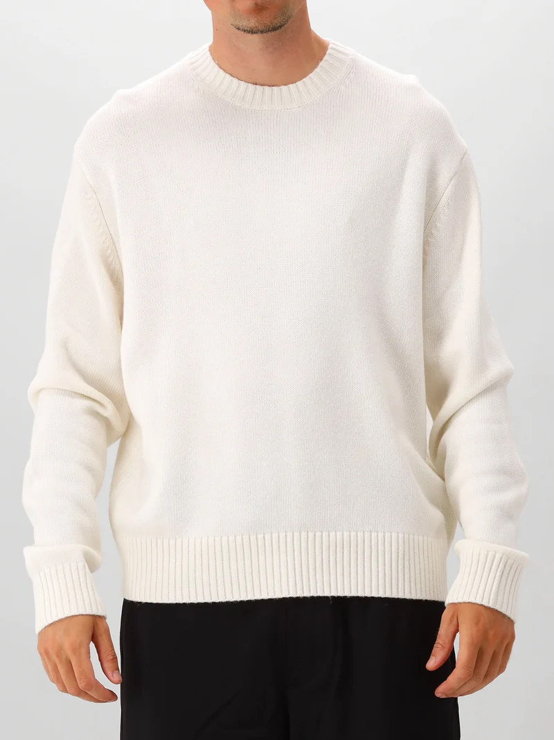 Olaf Gebreide Trui Wit Essential Knitted Crewneck