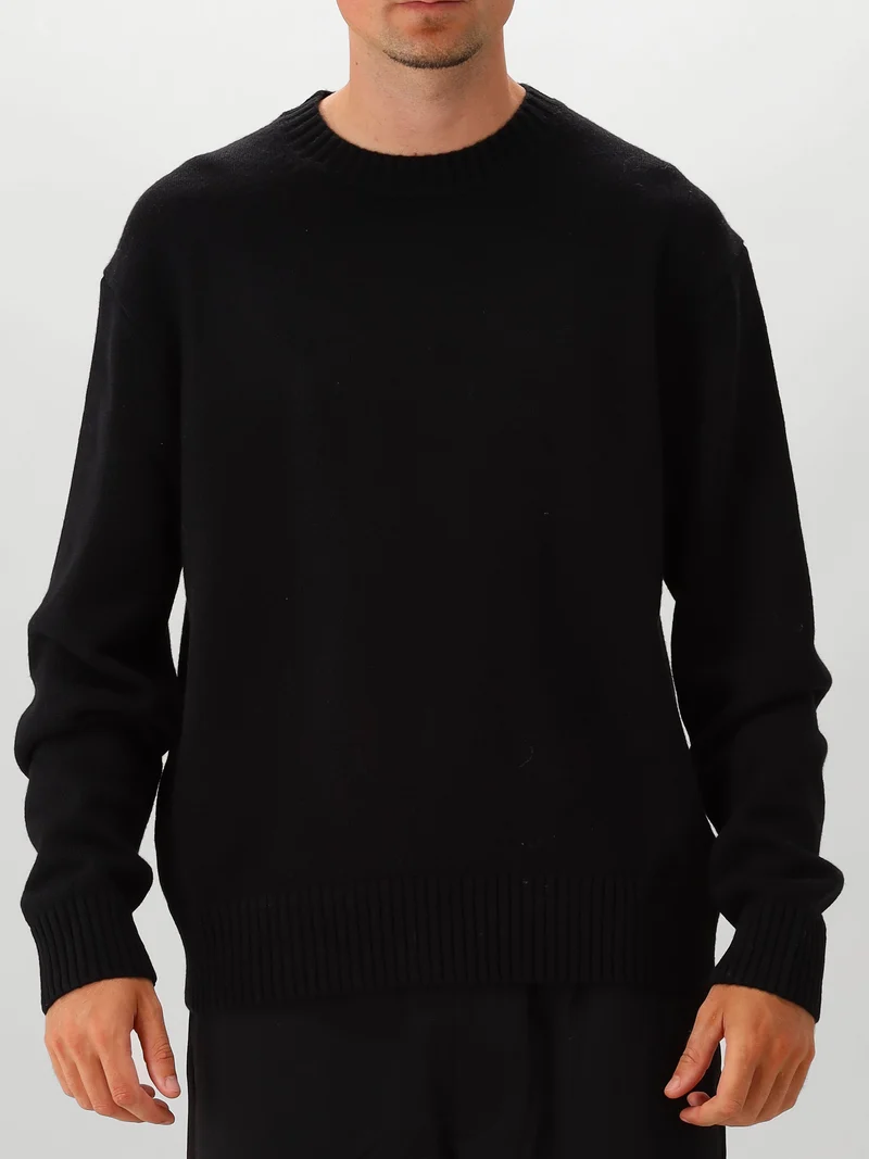 Olaf Gebreide Trui Zwart Essential Knitted Crewneck